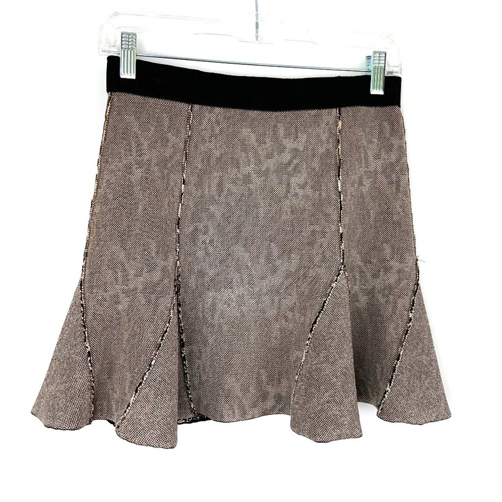 Parker Kenna Mini Skater Knit Mix Media Animal Print Skirt Sz M - Picture 9 of 16